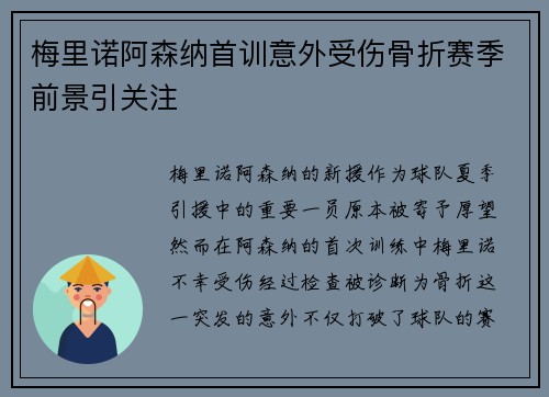 梅里诺阿森纳首训意外受伤骨折赛季前景引关注